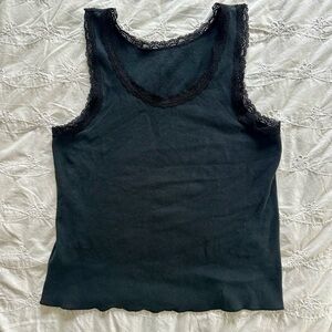 Brandy Melville Black Lace Trim Tank Top
